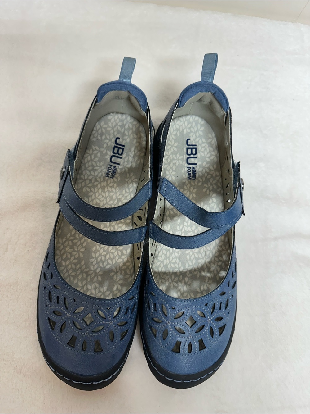 JBU Bellerose Encore Blue Mary Jane Double-Strap Comfort Flats